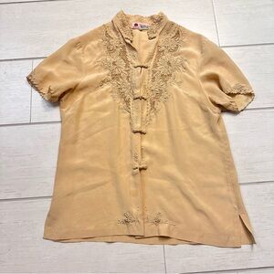 Elegant Embroidered Tan Women's Top